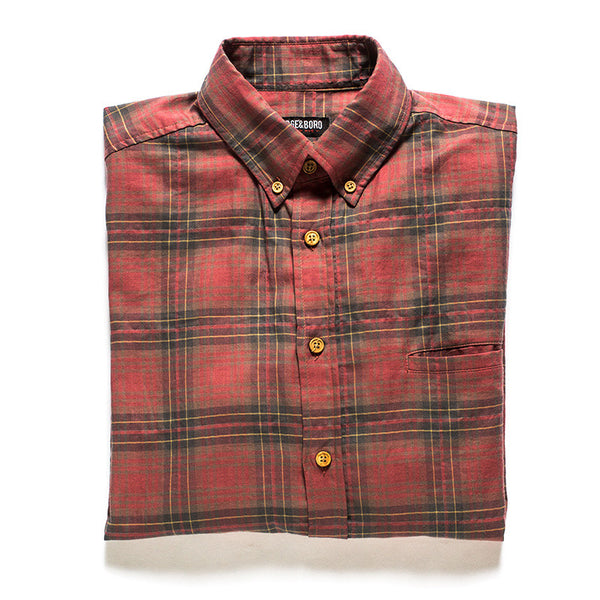 Red plaid shirt made in usa Japanese fabric