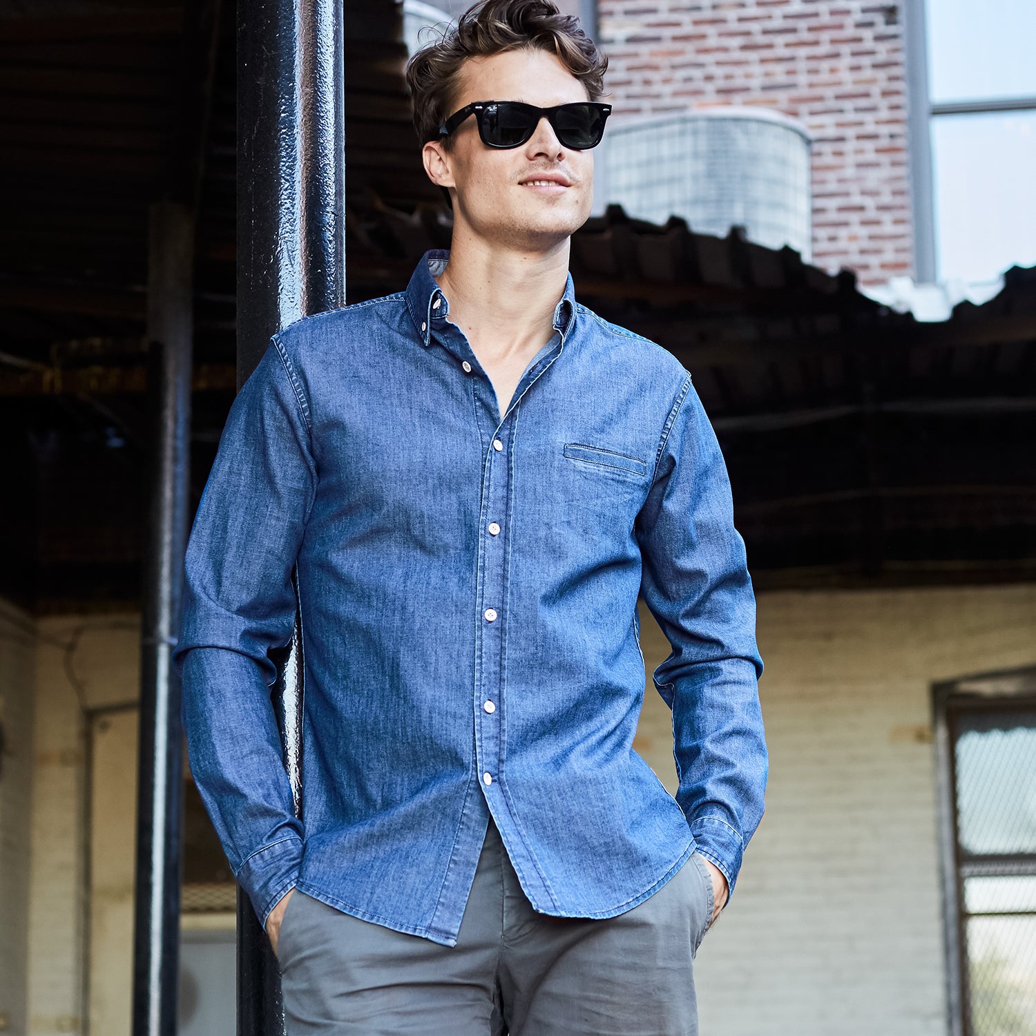 Milano Denim Button Down Men's – Bridge Boro - Main Image